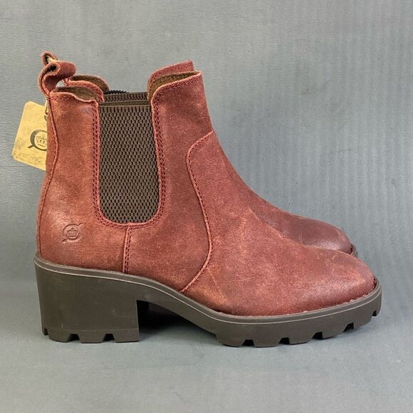 BORN Women's Graci Dark Red Chelsea boots size 6 - Picture 1 of 10